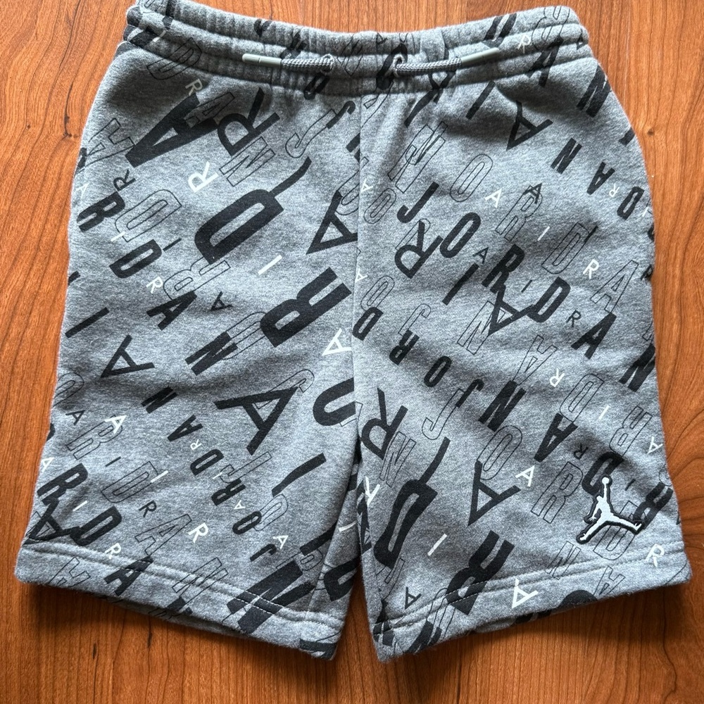 Jordan Gray Kids Shorts with Black Print